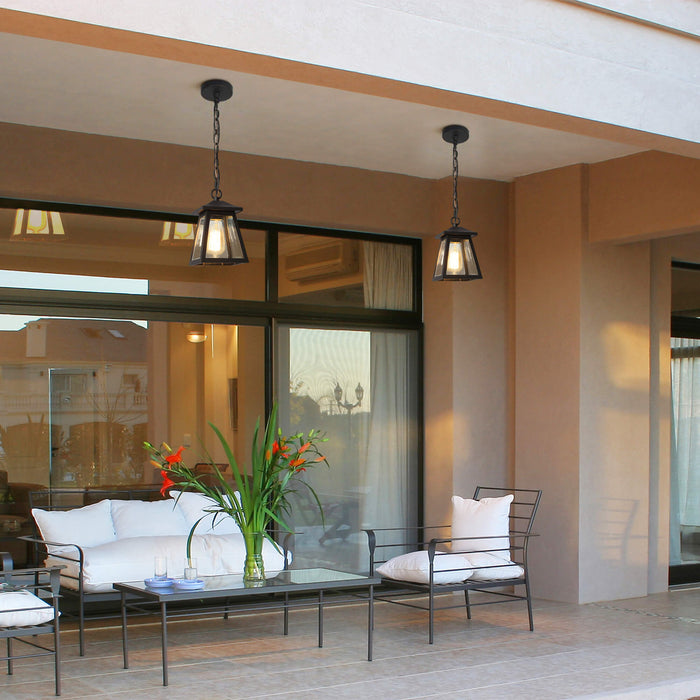 Azoria 1-Light Black Outdoor Pendant Light