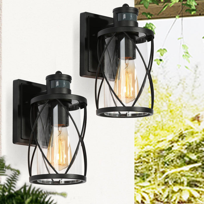 Oliver 1-Light 2-Pack Black Motion Sensor Outdoor Wall Lights