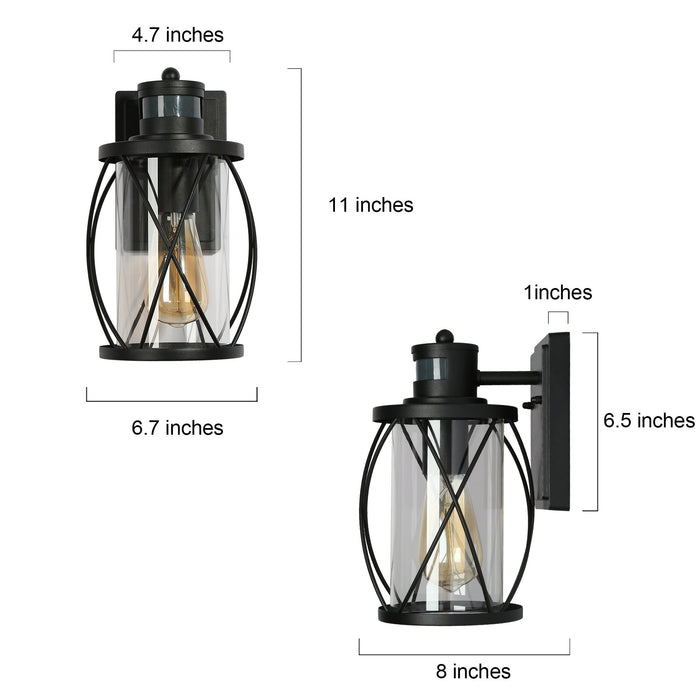 Oliver 1-Light 2-Pack Black Motion Sensor Outdoor Wall Lights