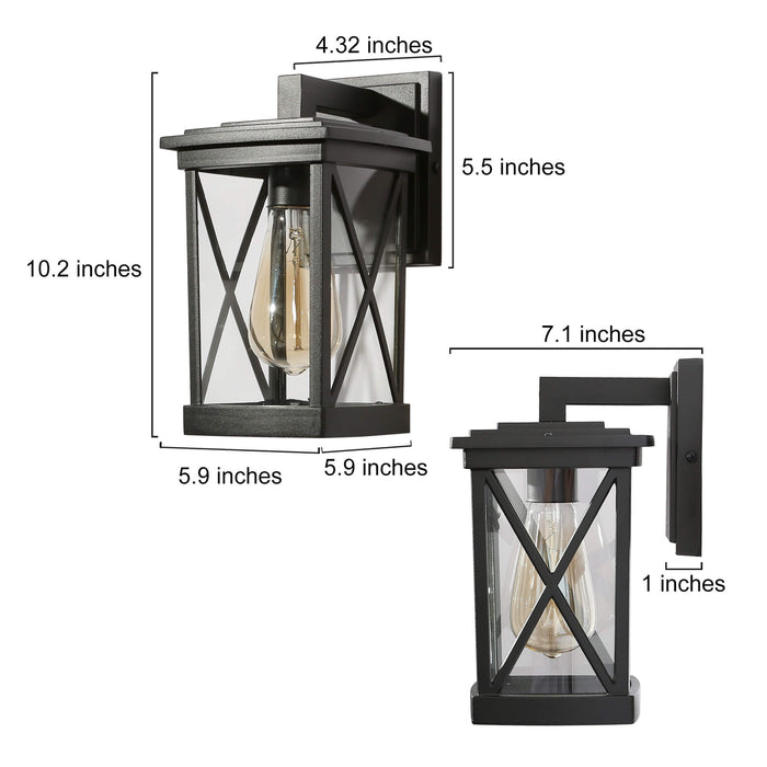 Ellaia 1-Light Black Clear Glass Outdoor Wall Light