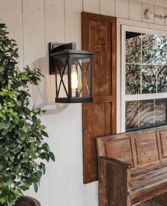 Ellaia 1-Light Black Clear Glass Outdoor Wall Light