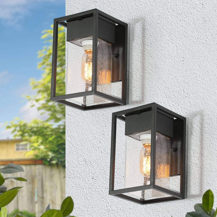 Zavora 1-Light Black Outdoor Wall Lights Set of 2