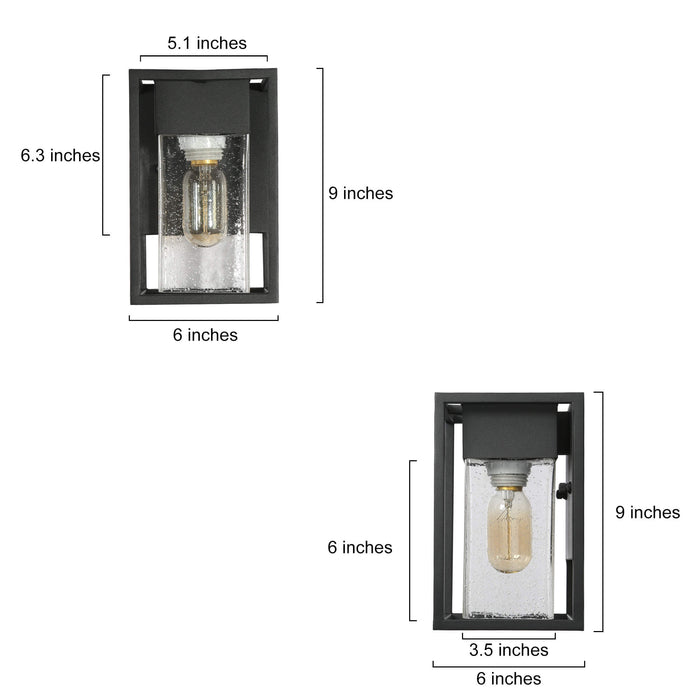 Zavora 1-Light Black Outdoor Wall Lights Set of 2