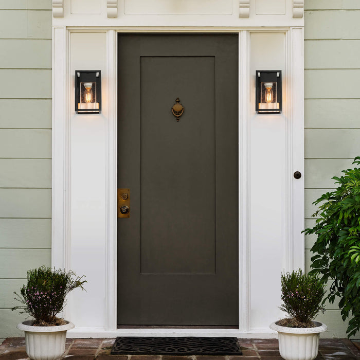 Zavora 1-Light Black Outdoor Wall Lights Set of 2