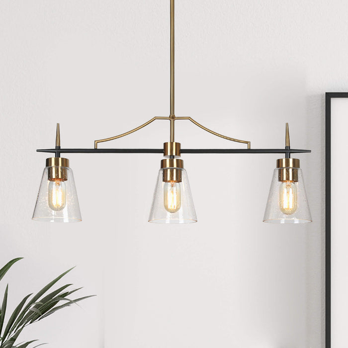 Grofir 3-Light Black and Brass Island Light