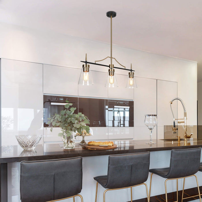 Grofir 3-Light Black and Brass Island Light
