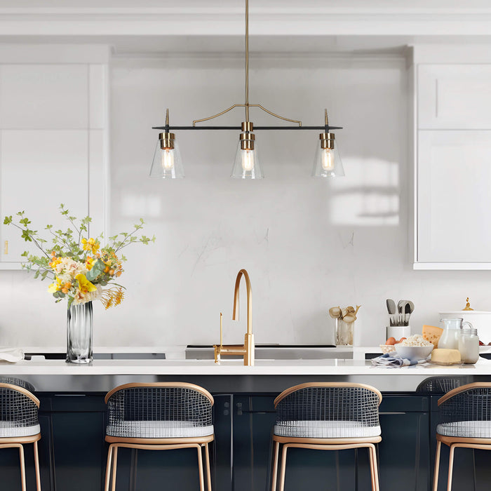Grofir 3-Light Black and Brass Island Light
