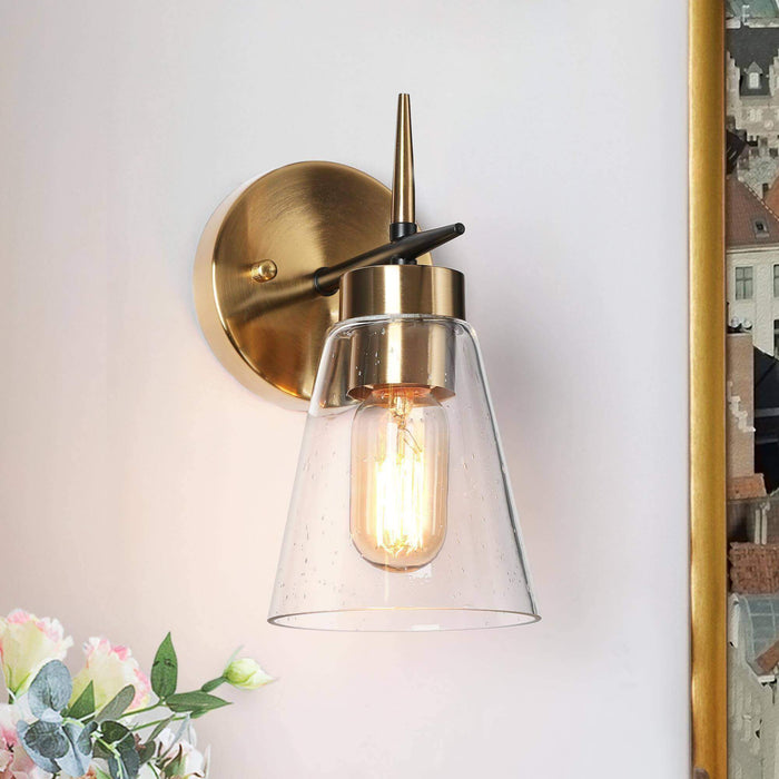 Grofir 1-Light Black and Brass Wall Sconce