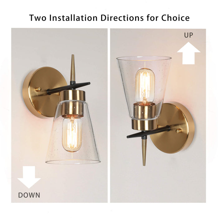 Grofir 1-Light Black and Brass Wall Sconce
