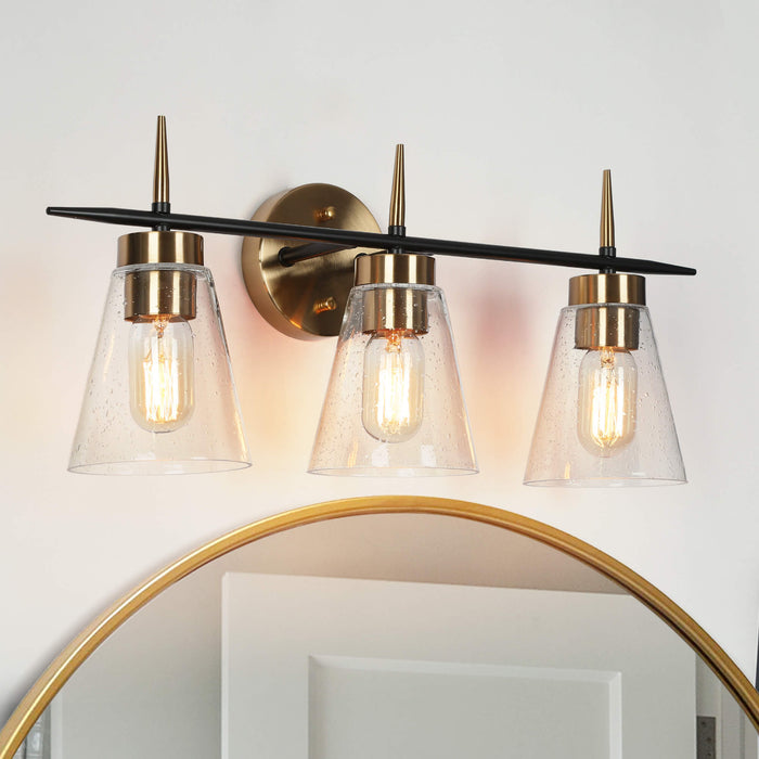 Grofir 3-Light Black and Brass Bathroom Vanity Light