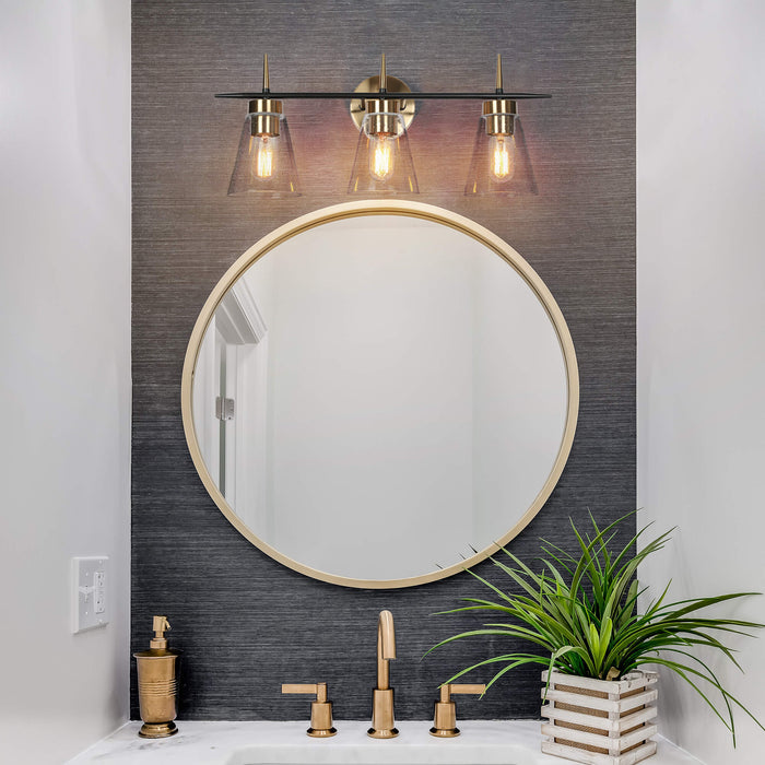 Grofir 3-Light Black and Brass Bathroom Vanity Light