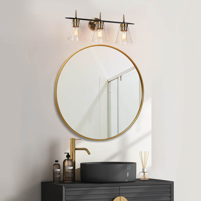 Grofir 3-Light Black and Brass Bathroom Vanity Light