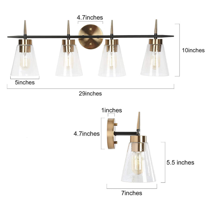 Grofir 4-Light Black and Brass Bathroom Vanity Light