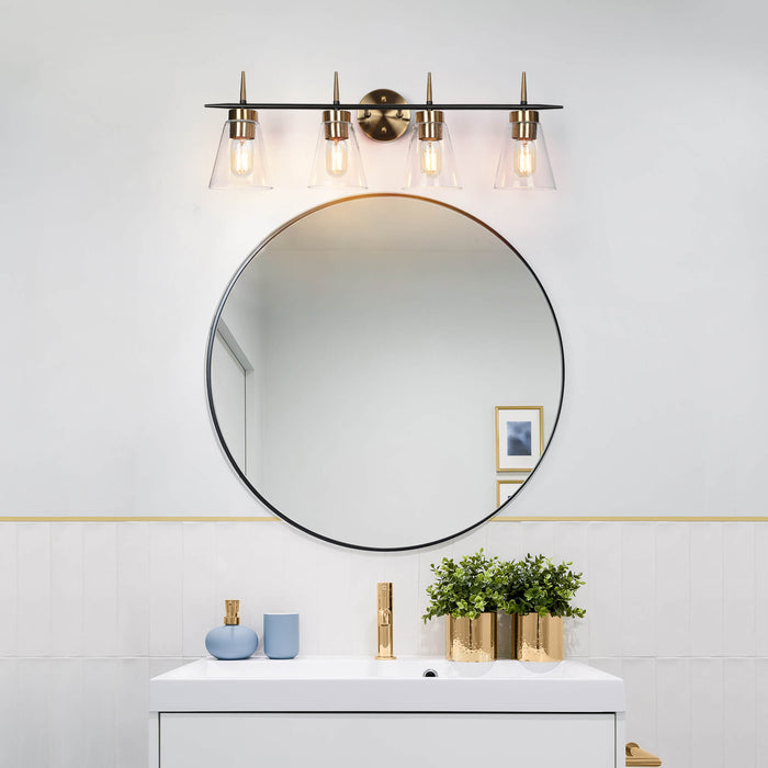 Grofir 4-Light Black and Brass Bathroom Vanity Light