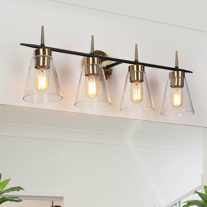 Grofir 4-Light Black and Brass Bathroom Vanity Light