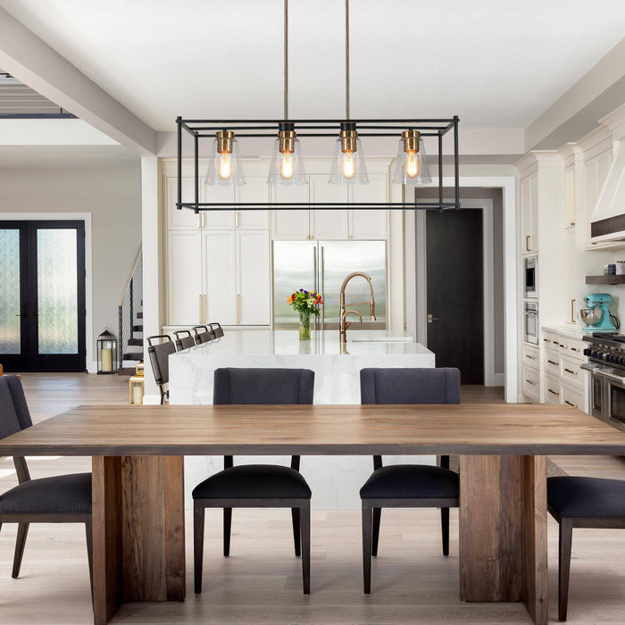 Grofir 4-Light Black and Brass Island Lights