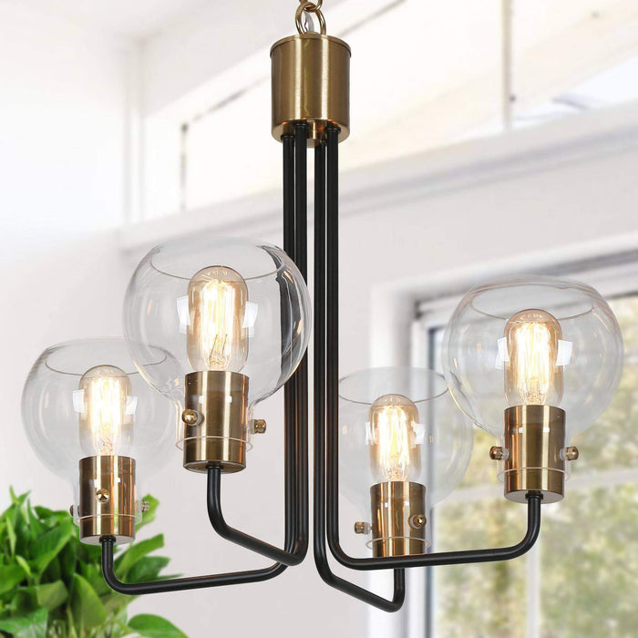 Luffa 4-Light Black and Brass Chandelier