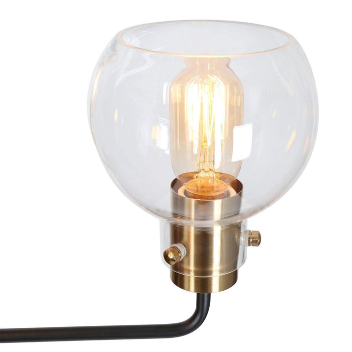 Luffa 4-Light Black and Brass Chandelier