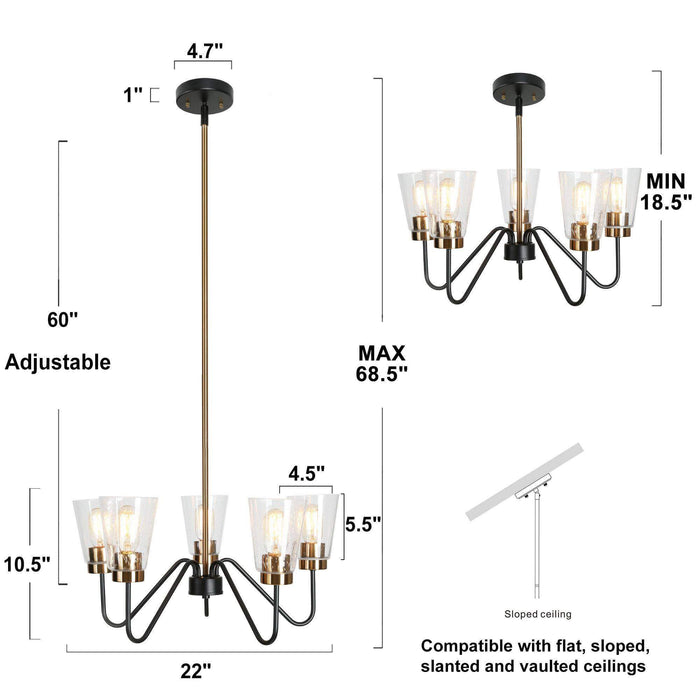 Neil 5-Light Black and Brass Chandelier