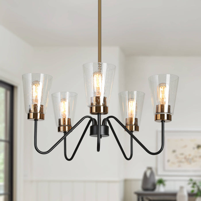Neil 5-Light Black and Brass Chandelier