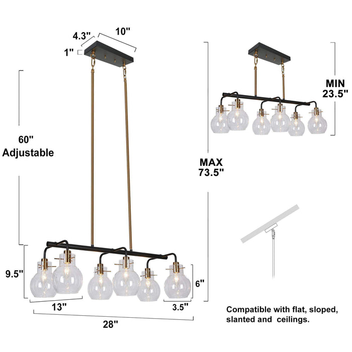 Augitis 6-Light Black and Brass Island Light
