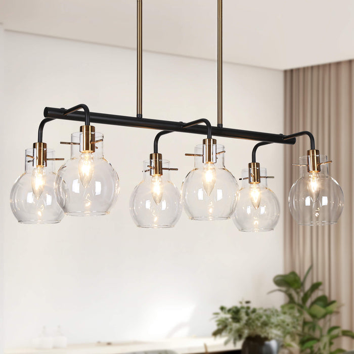 Augitis 6-Light Black and Brass Island Light