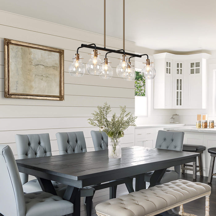 Augitis 6-Light Black and Brass Island Light
