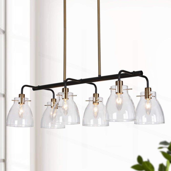 Aviana 6-Light Black and Brass Island Light