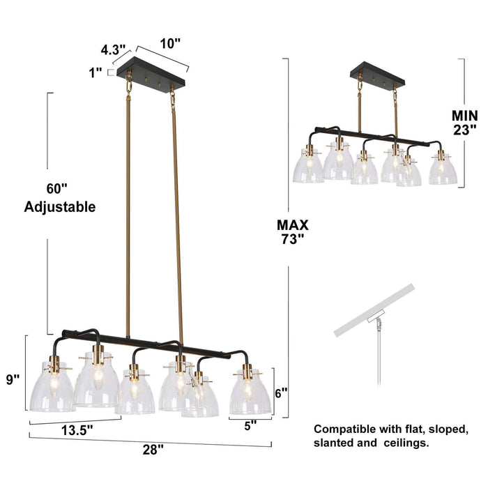 Aviana 6-Light Black and Brass Island Light