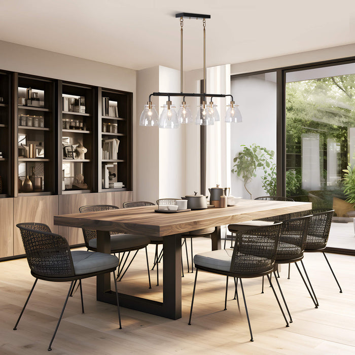 Aviana 6-Light Black and Brass Island Light