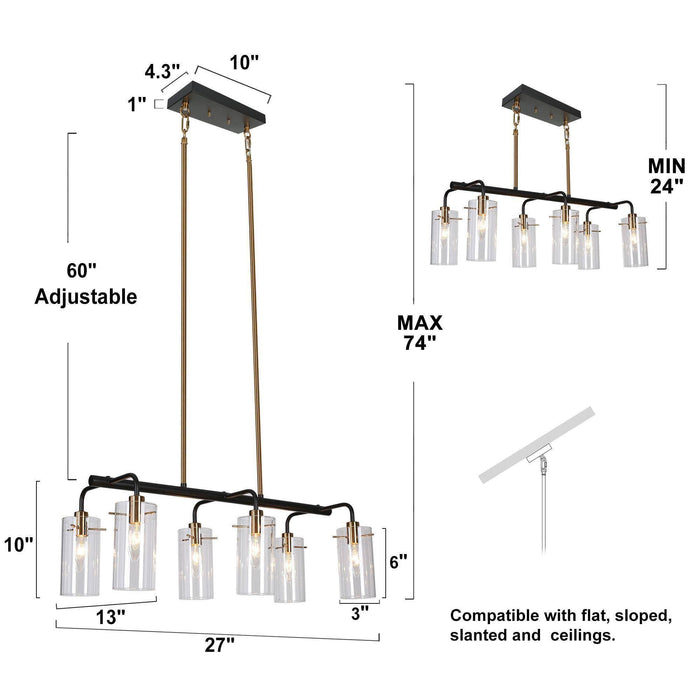 Crasina 6-Light Black and Brass Island Lights
