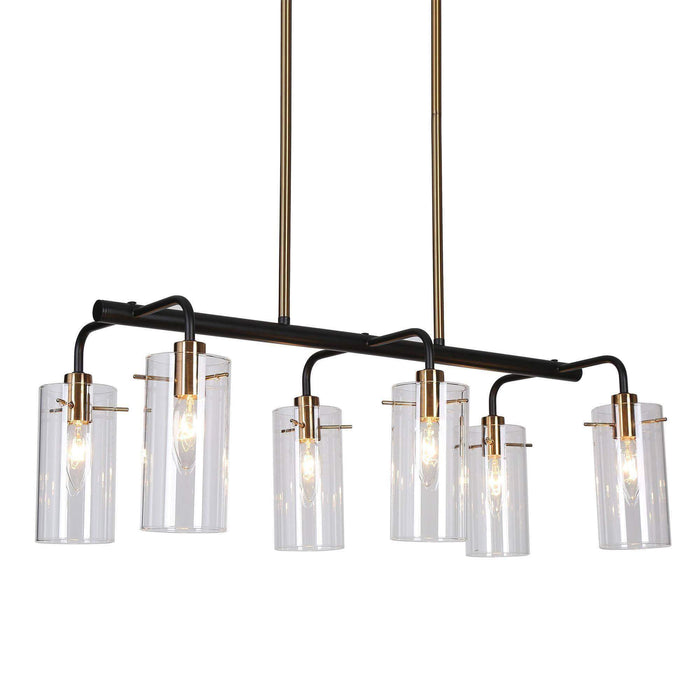 Crasina 6-Light Black and Brass Island Light