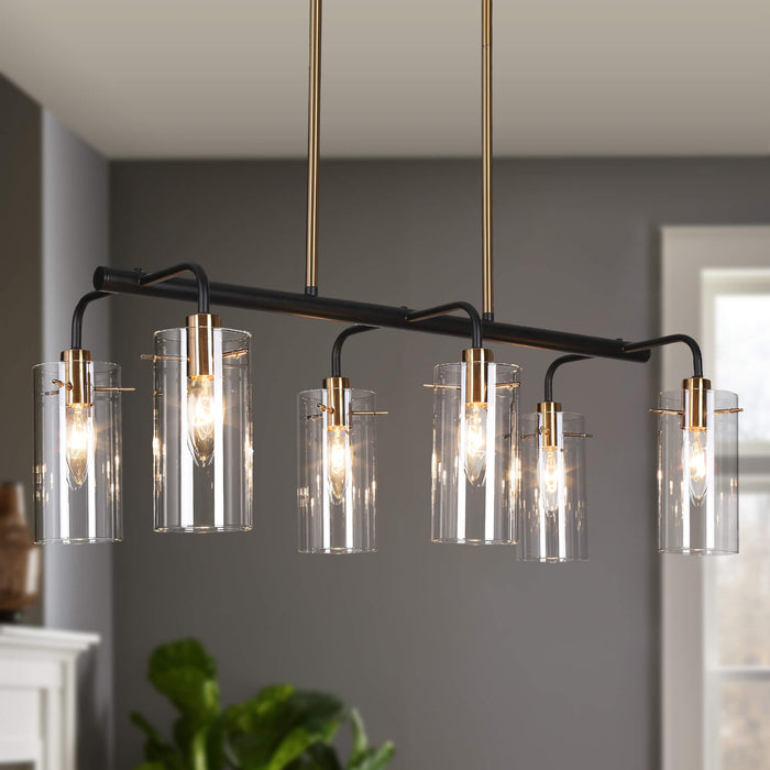 Crasina 6-Light Black and Brass Island Light