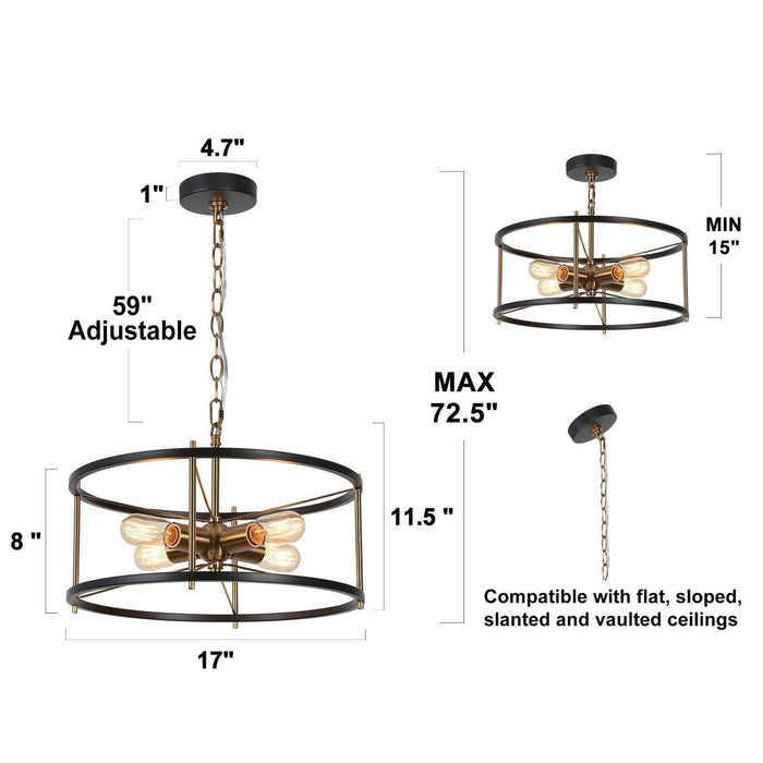 Lerkris 4-Light Black and Brass Chandelier