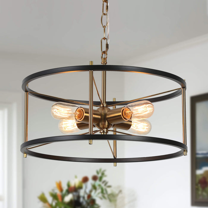 Lerkris 4-Light Black and Brass Chandelier