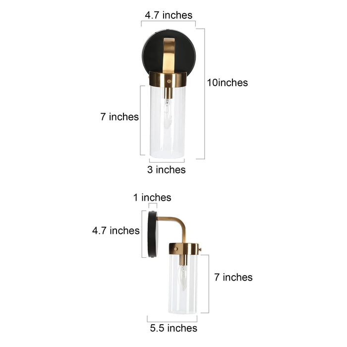 Jujueo 1-Light Black and Brass Wall Sconces