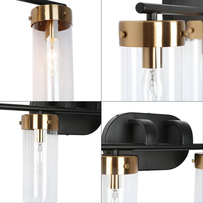 Jujueo 4-Light Black and Brass Bathroom Vanity Lights