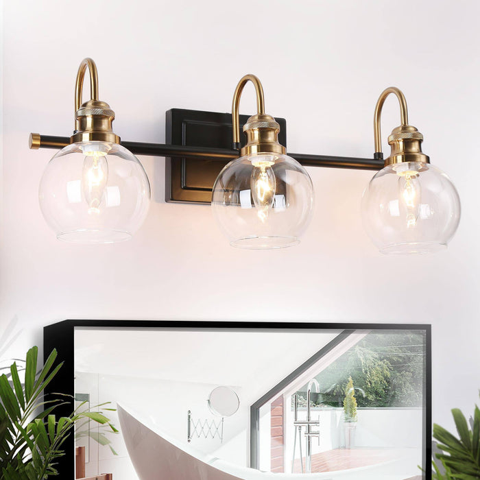 Boyce 3-Light Black and Brass Bathroom Vanity Lights