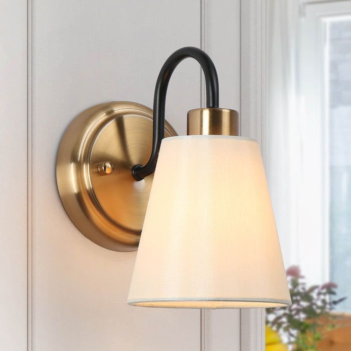 Jewem 1-Light Black and Brass Wall Sconce
