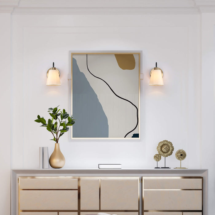 Jewem 1-Light Black and Brass Wall Sconce