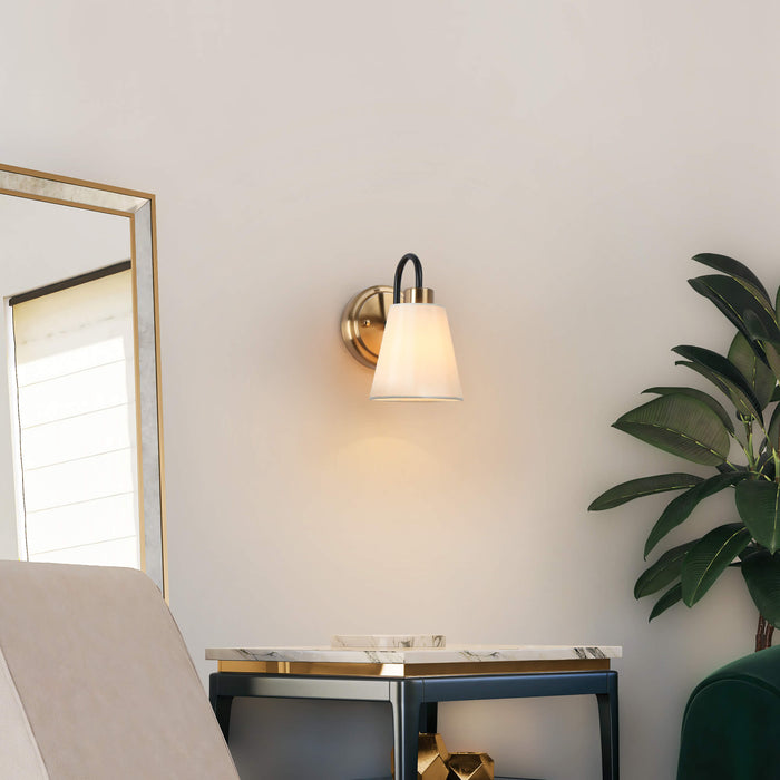 Jewem 1-Light Black and Brass Wall Sconce