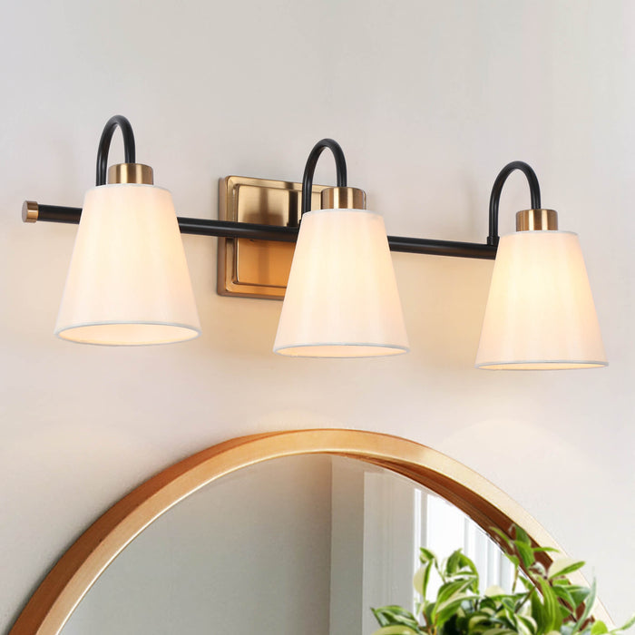 Jewem 3-Light Black and Brass Bathroom Vanity Light