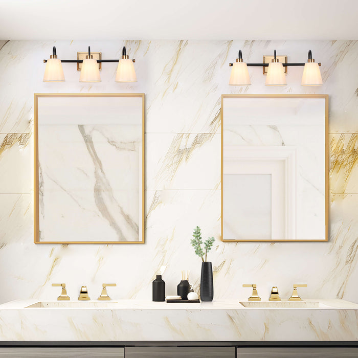 Jewem 3-Light Black and Brass Bathroom Vanity Light