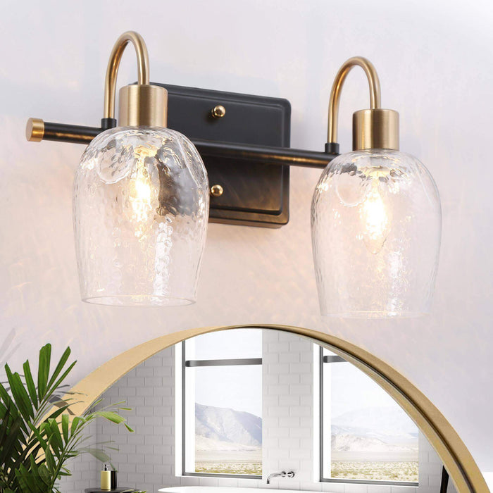 Lonira 2-Light Black and Brass Bathroom Vanity Light