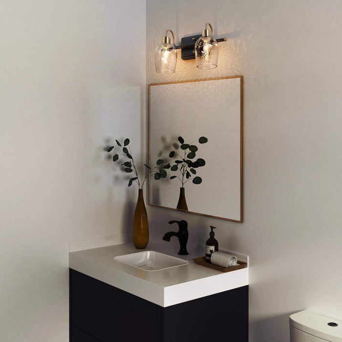 Lonira 2-Light Black and Brass Bathroom Vanity Light