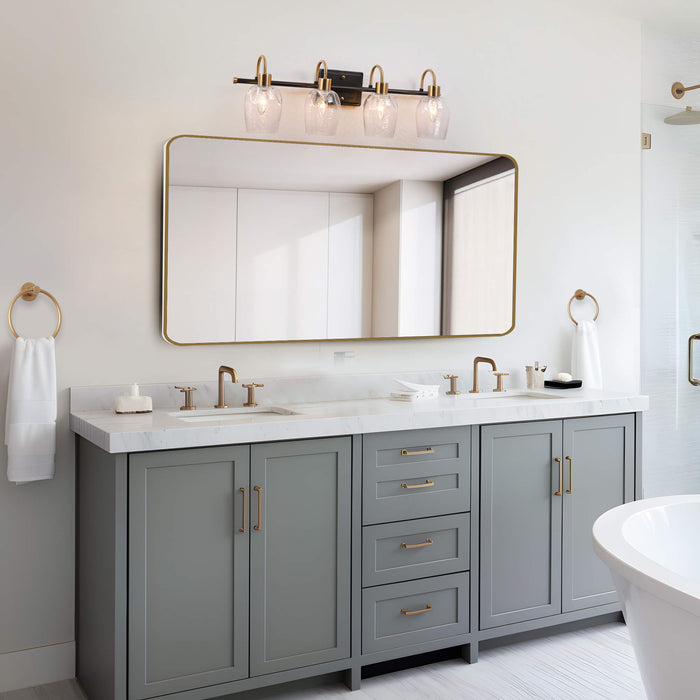 Lonira 4-Light Black and Brass Bathroom Vanity Light