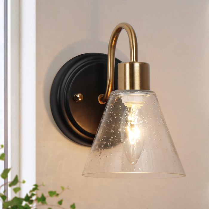 Amaduz 1-Light Black and Brass Wall Sconce