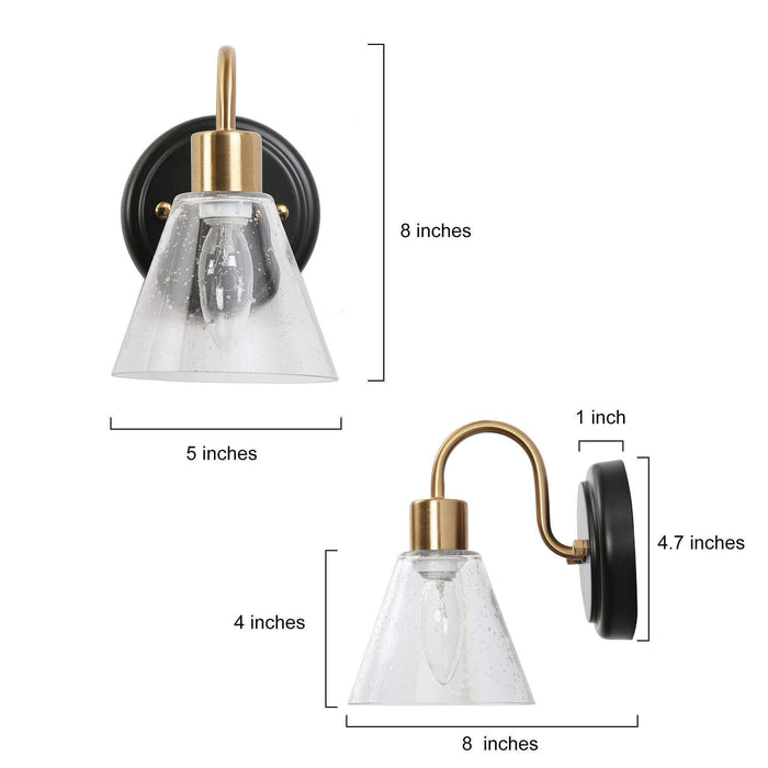 Amaduz 1-Light Black and Brass Wall Sconce