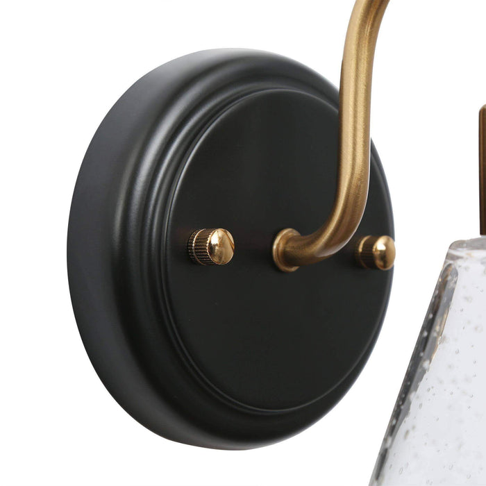 Amaduz 1-Light Black and Brass Wall Sconce