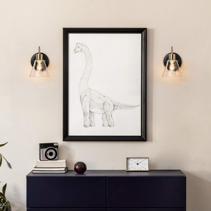 Amaduz 1-Light Black and Brass Wall Sconce
